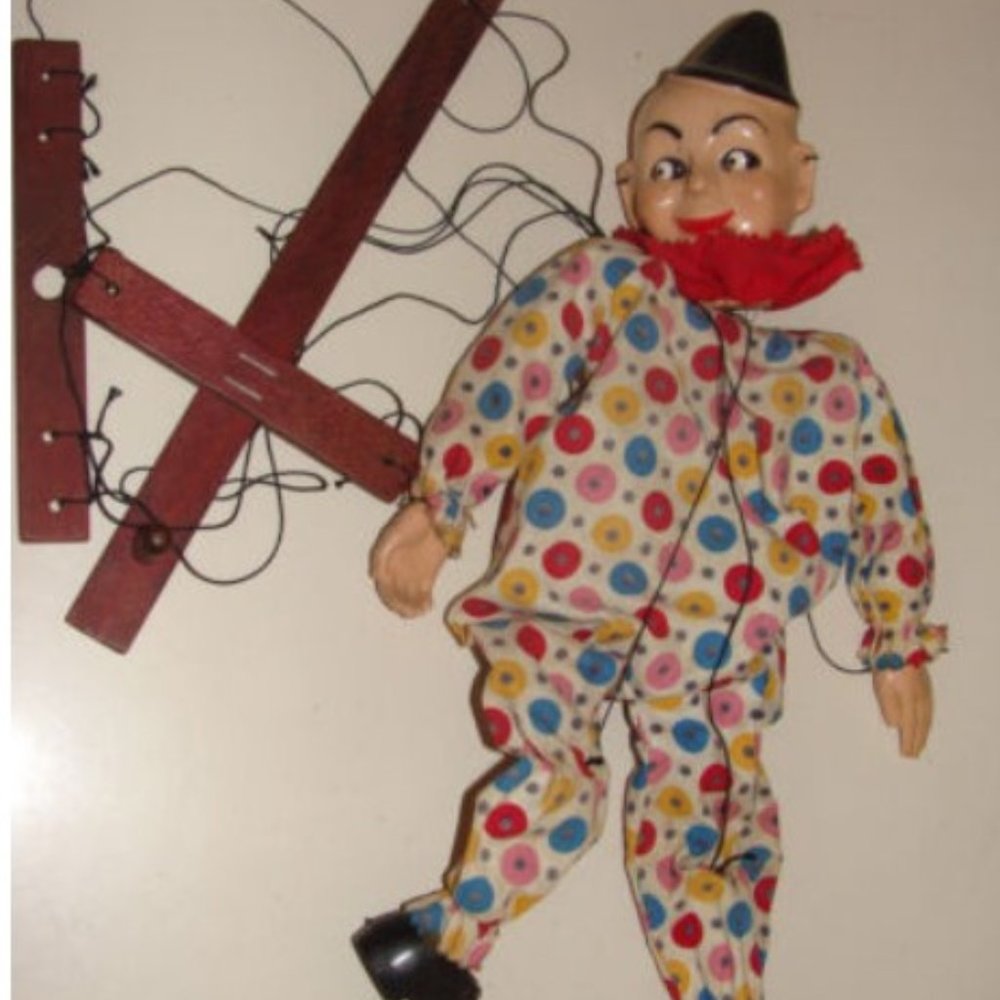 Vintage Hazelle's Airplane Control Marionette-Bimbo The Clown